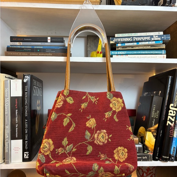 Floral Red and Gold Women's Bag - Picture 2 of 3